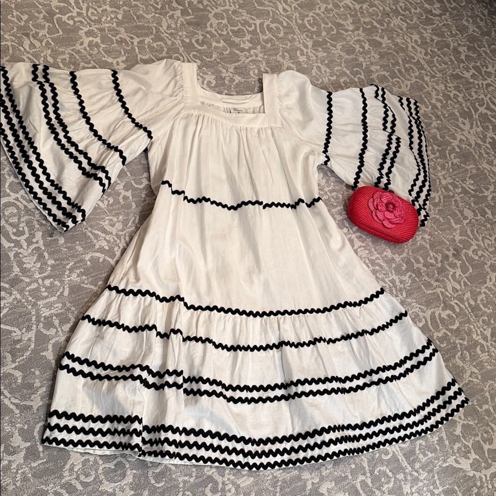 Lisa Marie Fernandez White Dress with Black Rickrack Trim